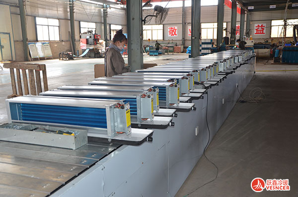 臥式暗裝風機盤管組裝車間_風機盤管廠家