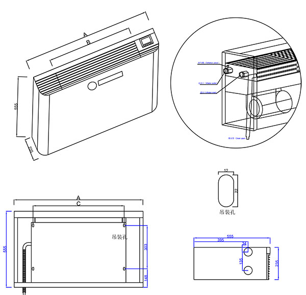 臥式明裝風機盤管圖紙