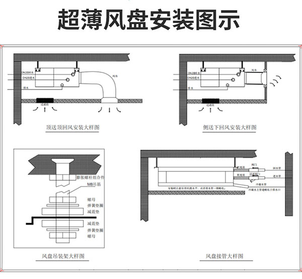 超薄臥式暗裝風(fēng)機盤管安裝圖示